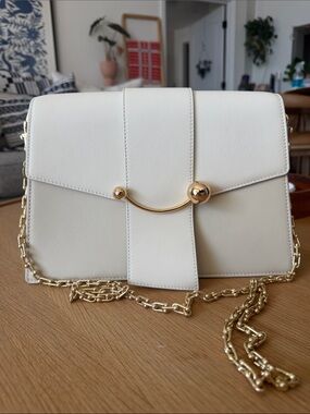 Elegant STRATHBERRY Cream Crossbody Bag with Gold Chain